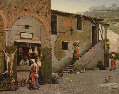 Ein Metzger in Trastevere, Rom von Edmond Lebel